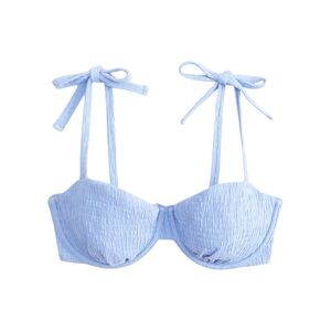 Abercrombie &‎ Fitch Bikini Top Size Large Curve Love Light Blue Tie-Strap NWT